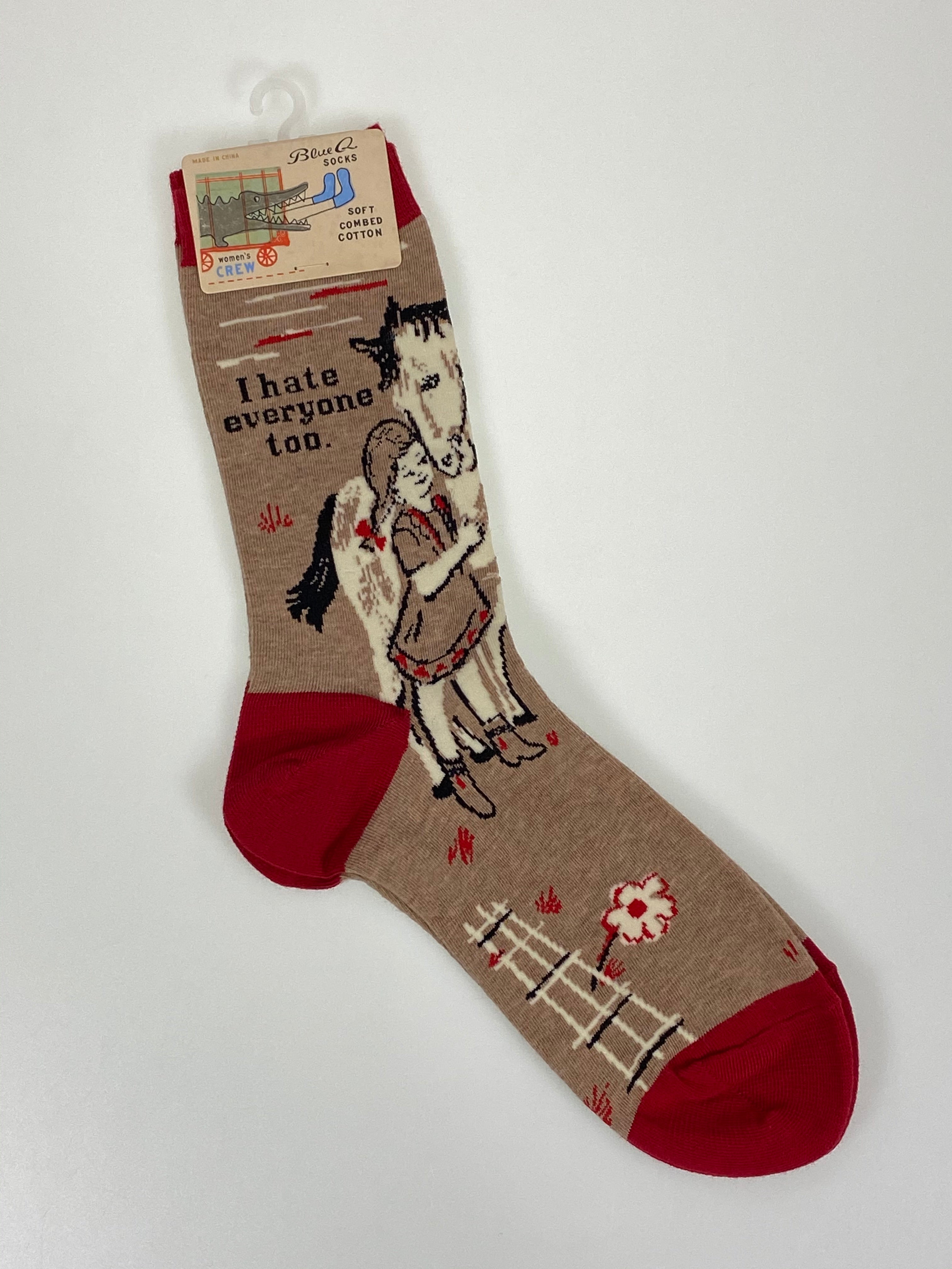 Blue Q Women's Crew Socks - I Hate Everyone Too