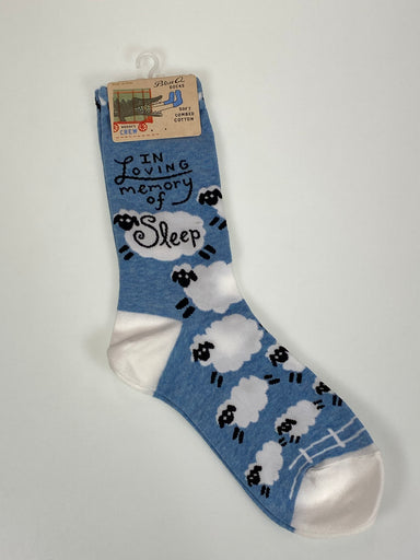 Blue Q Womens Crew Socks - In Loving Memory Of Sleep    