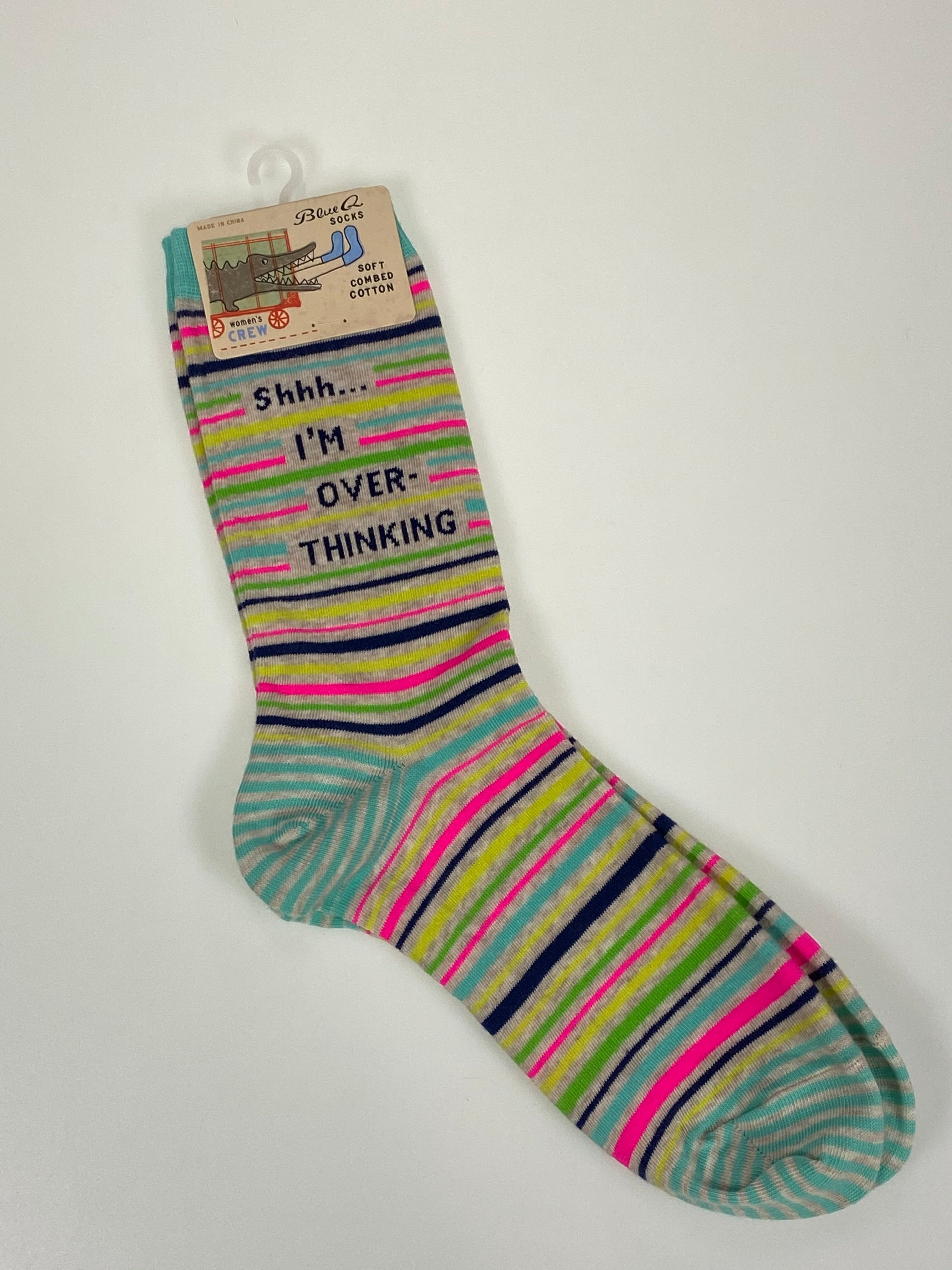 Blue Q Women's Crew Socks - Shhh.. I'm Over-Thinking