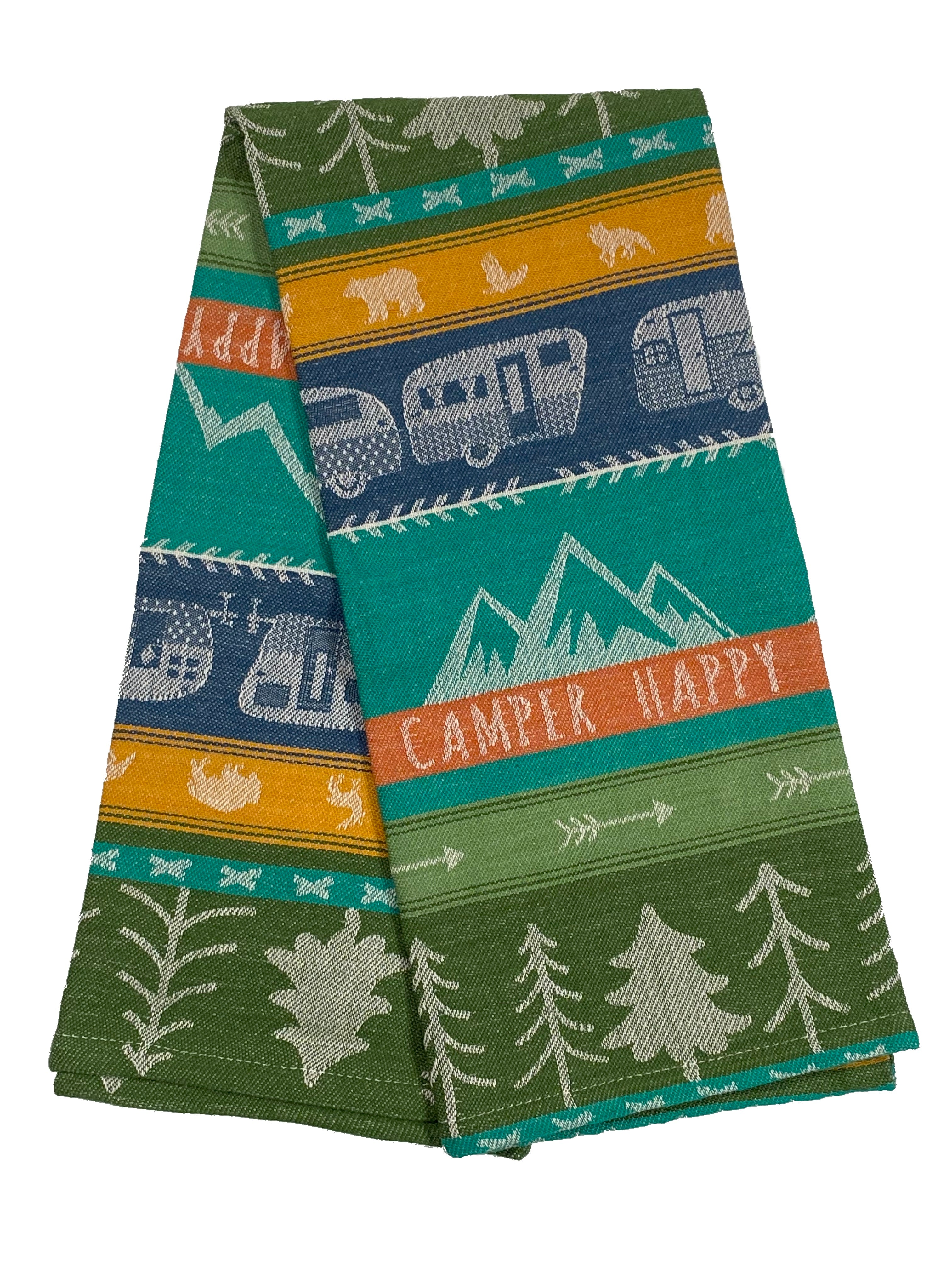 Jacquard Dishtowel Happy Camper    