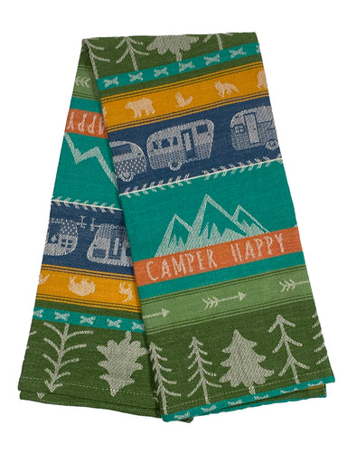 Jacquard Dishtowel Happy Camper    