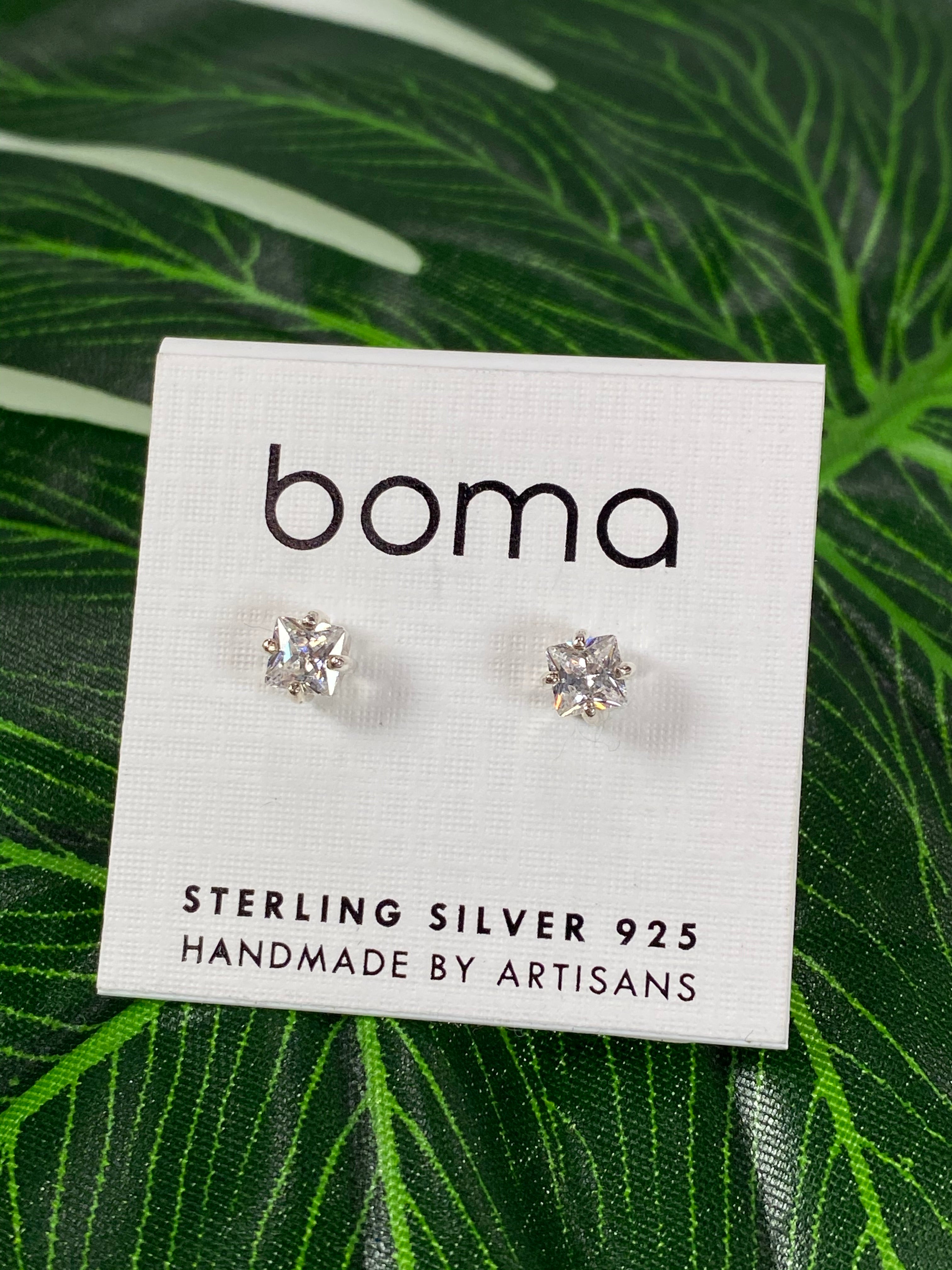 Boma Square Facets Studs - Cubic Zirconia
