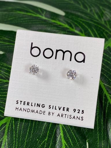 Boma Sterling Silver Faceted Cubic Zirconia Post Earrings