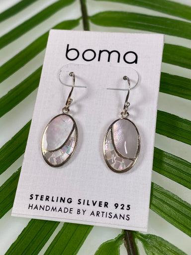 Boma Sterling Silver Earrings Mother Of Pearl Mosaic Oval