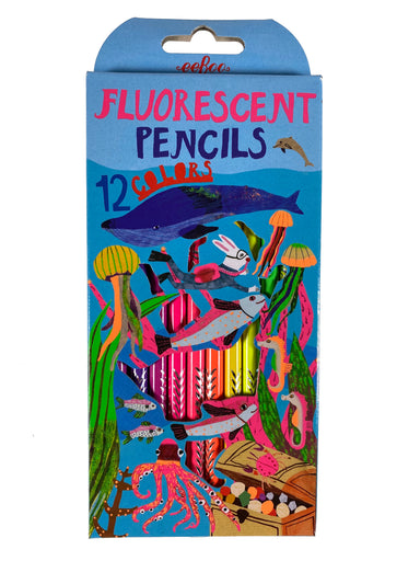 In The Sea - 12 Fluorescent Colored Pencils    
