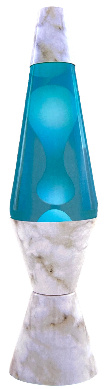 Lava Lamp - 14.5" White & Teal With Faux Marble    