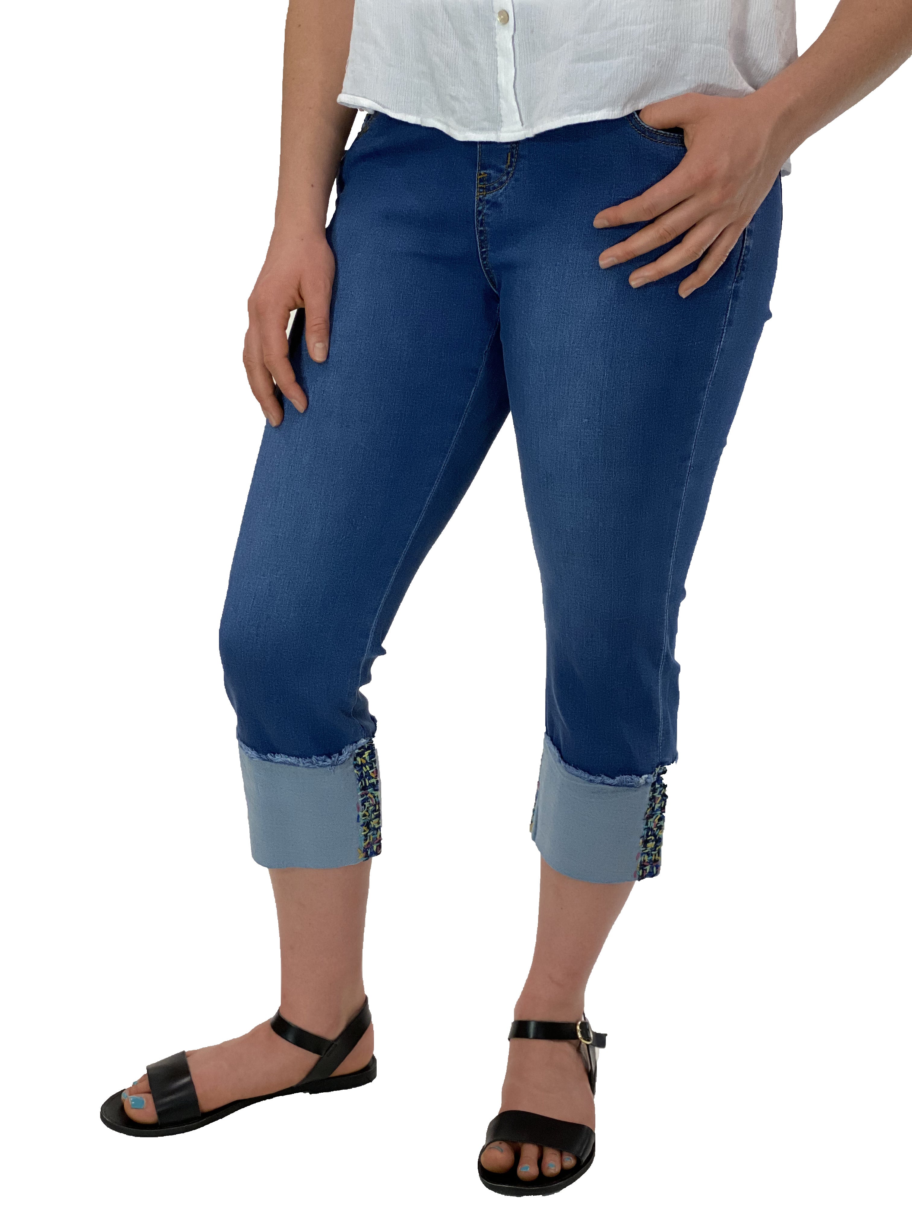 Ethyl Pull On Crop Jean With Confetti Cuff Detail DENIM 2  3265791.1