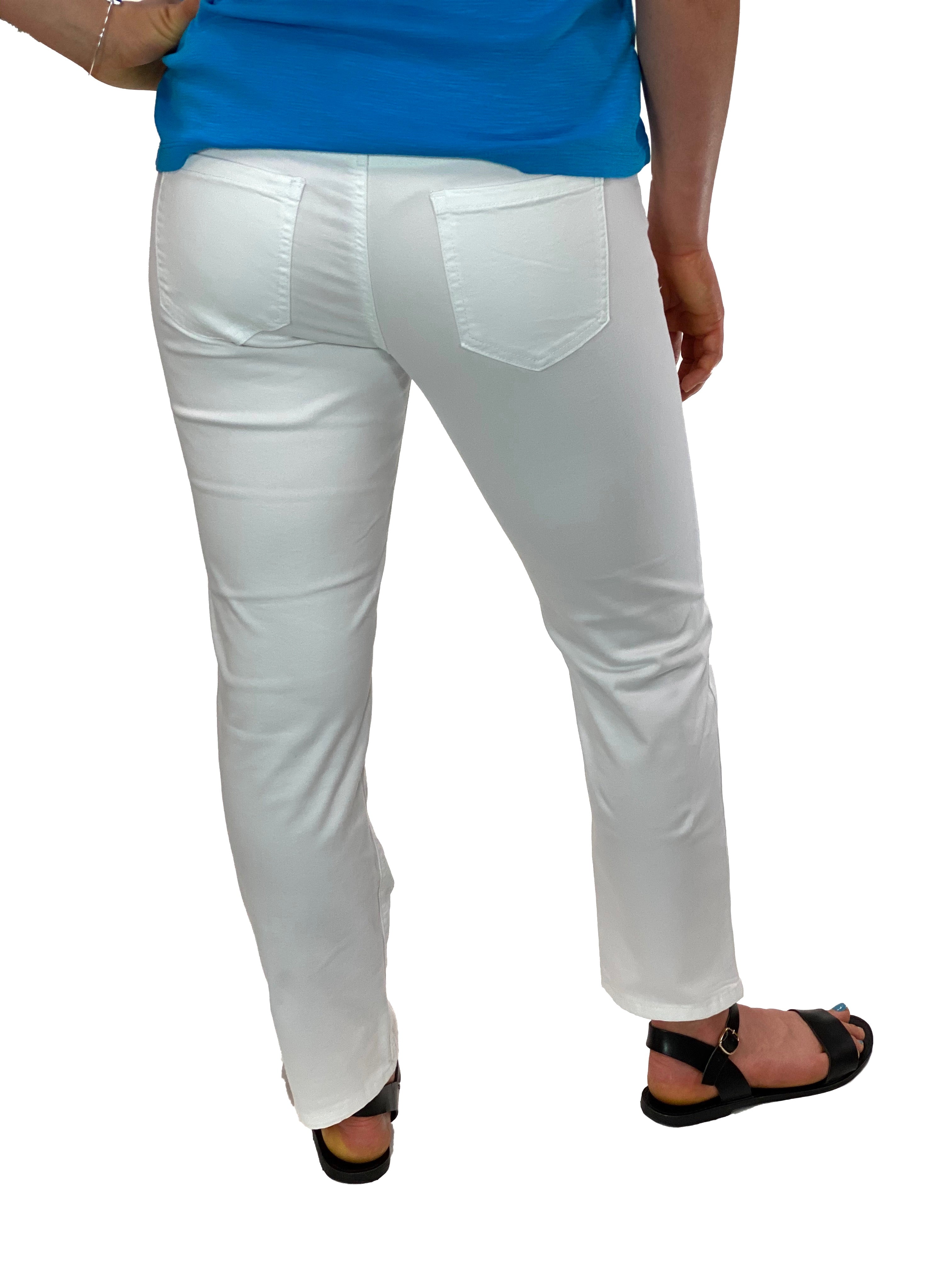 Ethyl Pull On White Ankle Pant    