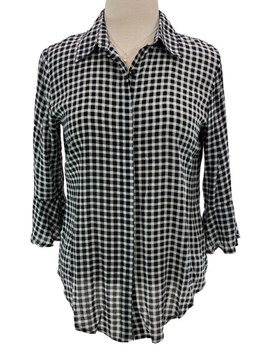 3/4 Sleeve Flair Black White Check BLK/WHT CHECK S  3264879.1