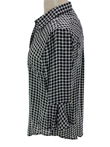 3/4 Sleeve Flair Black White Check    