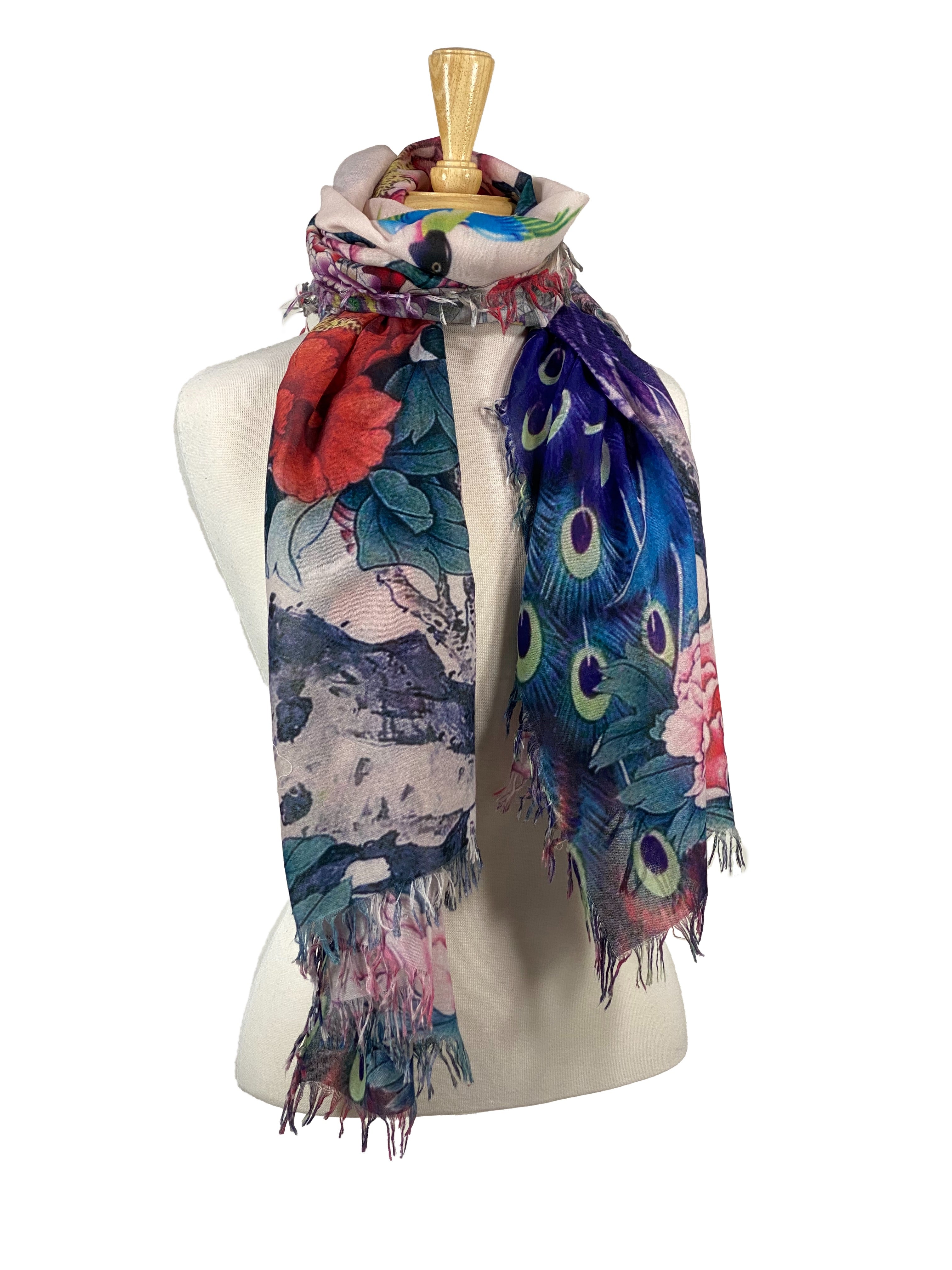 Floral Peacock 100% Cotton Scarf    