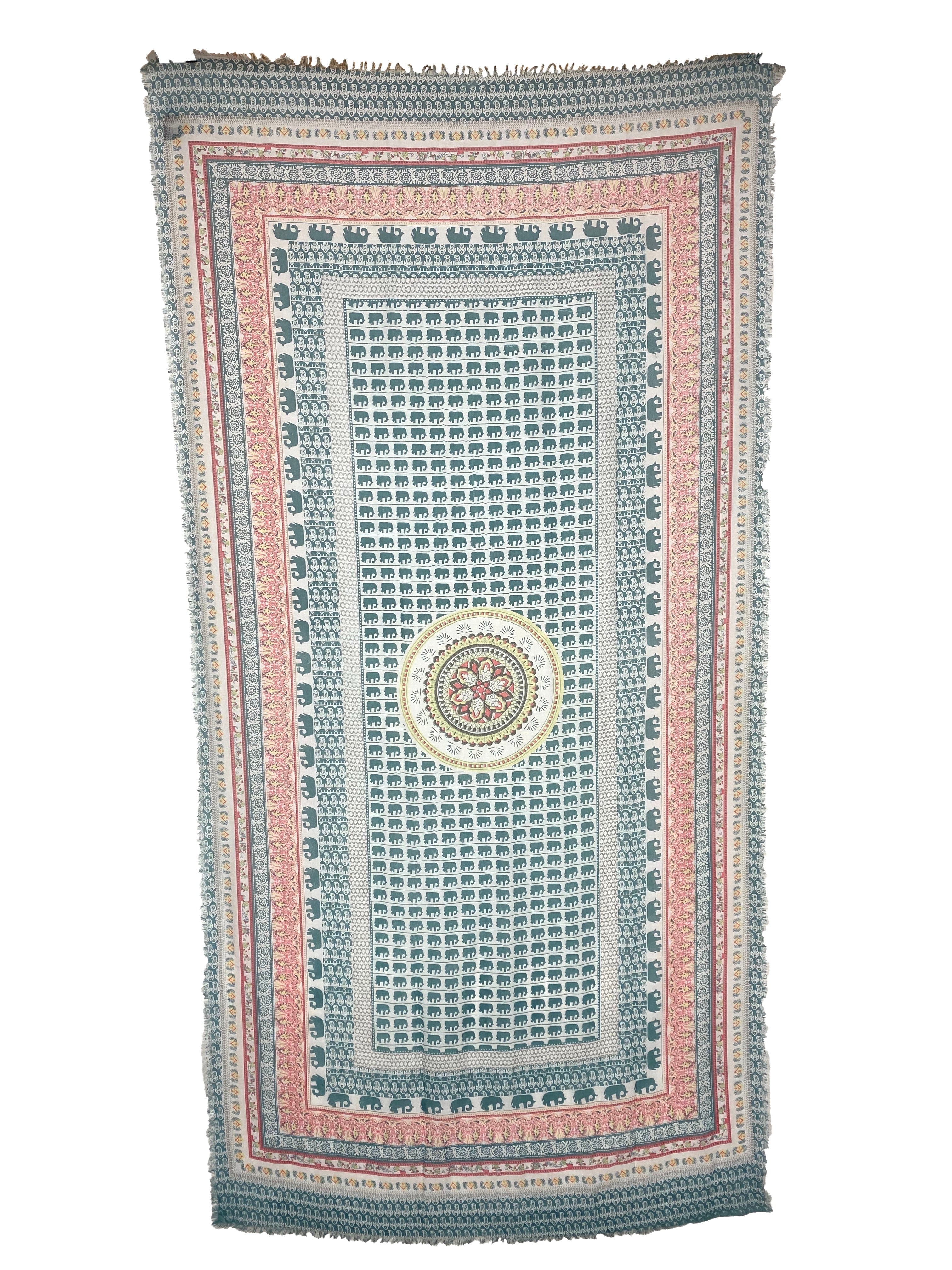 Teal Elephants - 100% Cotton Scarf    