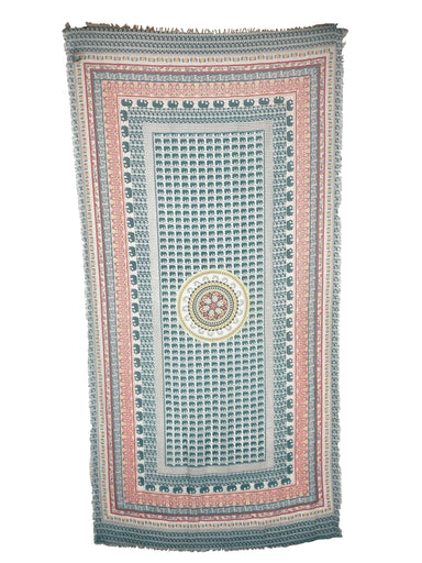 Teal Elephants - 100% Cotton Scarf    