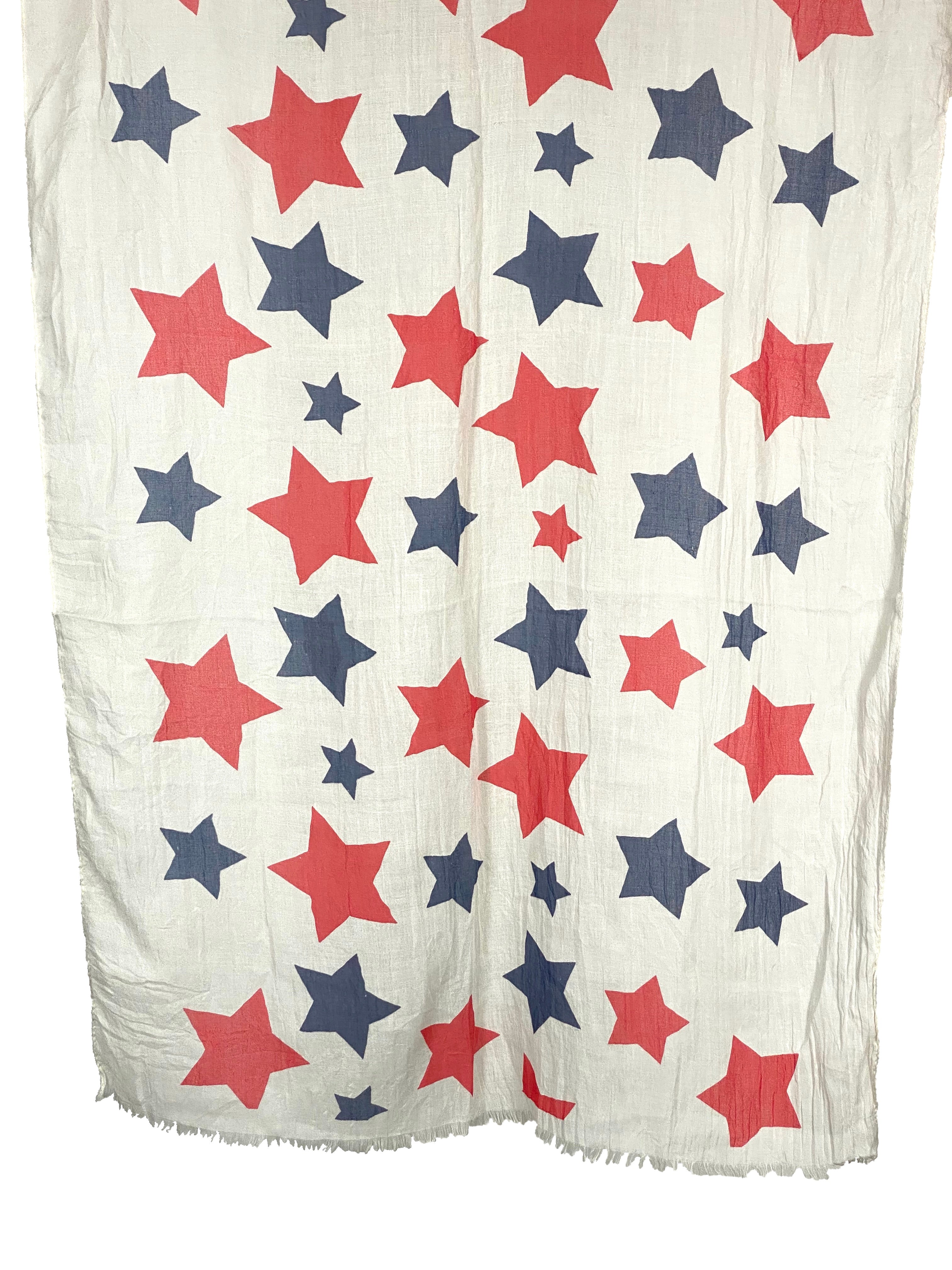 Cotton Red White And Blue Stars Scarf    