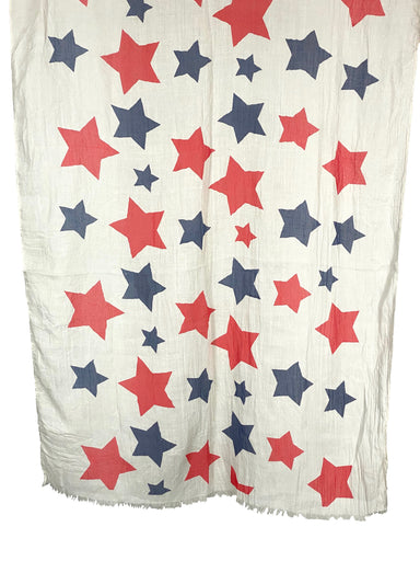Cotton Red White And Blue Stars Scarf    