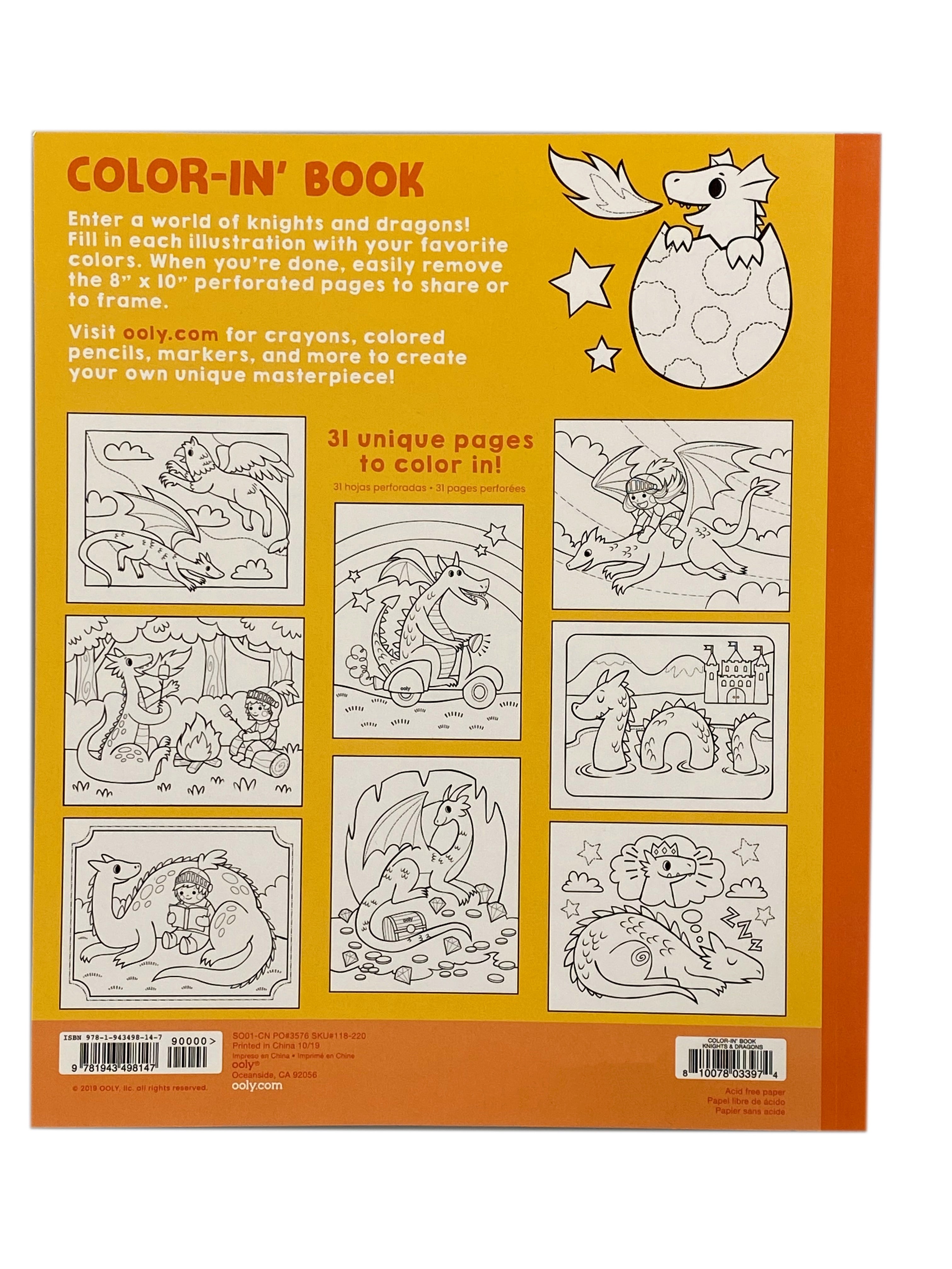 Color-in' Book - Knights & Dragons    