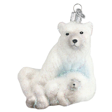 Old World Christmas Polar Bear With Cub Ornament    