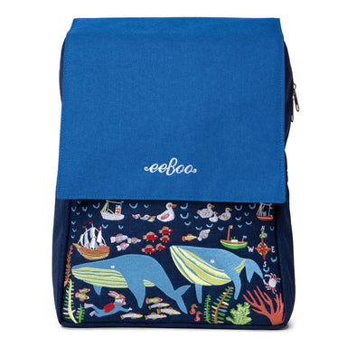 Kids Embroidered Backpack - Happy Whales    