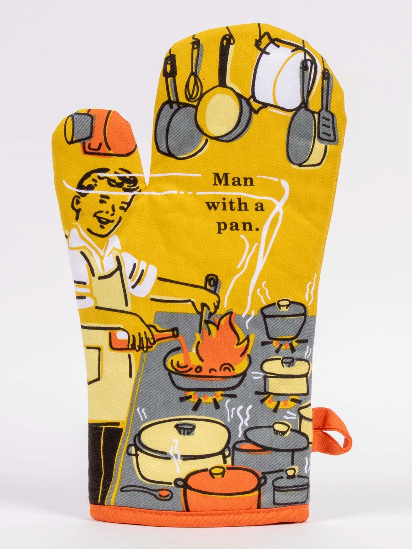 Blue Q Oven Mitt - Man With A Pan    