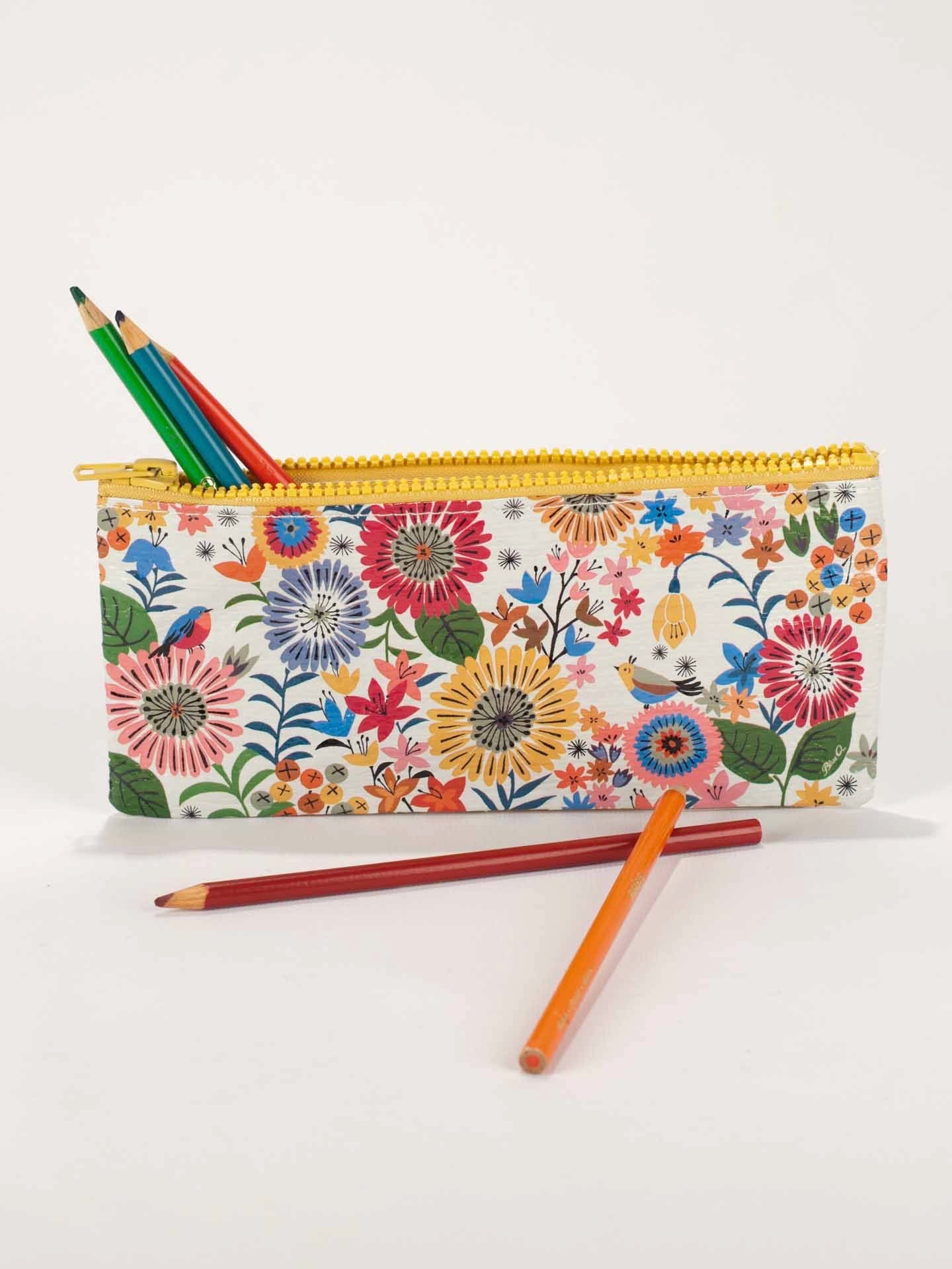 Blue Q Pencil Case - Flower Field    