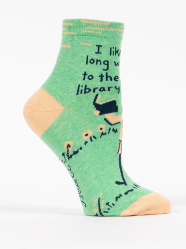 Blue Q Womens Ankle Socks - I like Long Walks To The Library    