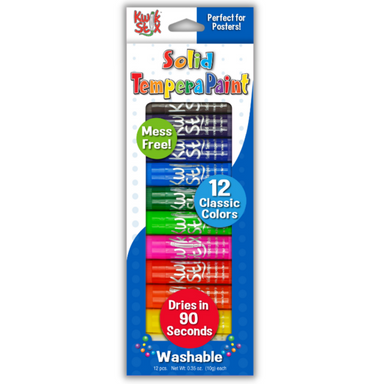 Kwik Stix Solid Tempera Paint - 12 Classic Colors    