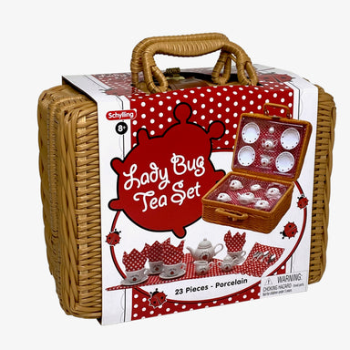 Lady Bug Tea Set in Wicker Basket    