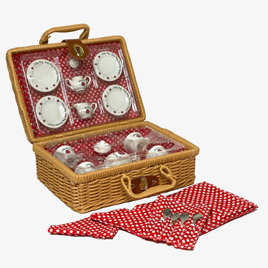 Lady Bug Tea Set in Wicker Basket    
