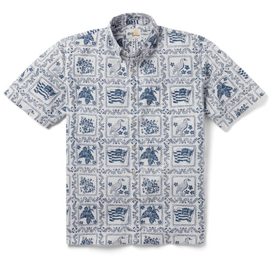 Reyn Spooner Lahaina Sailor Camp Shirt White M  805766174251