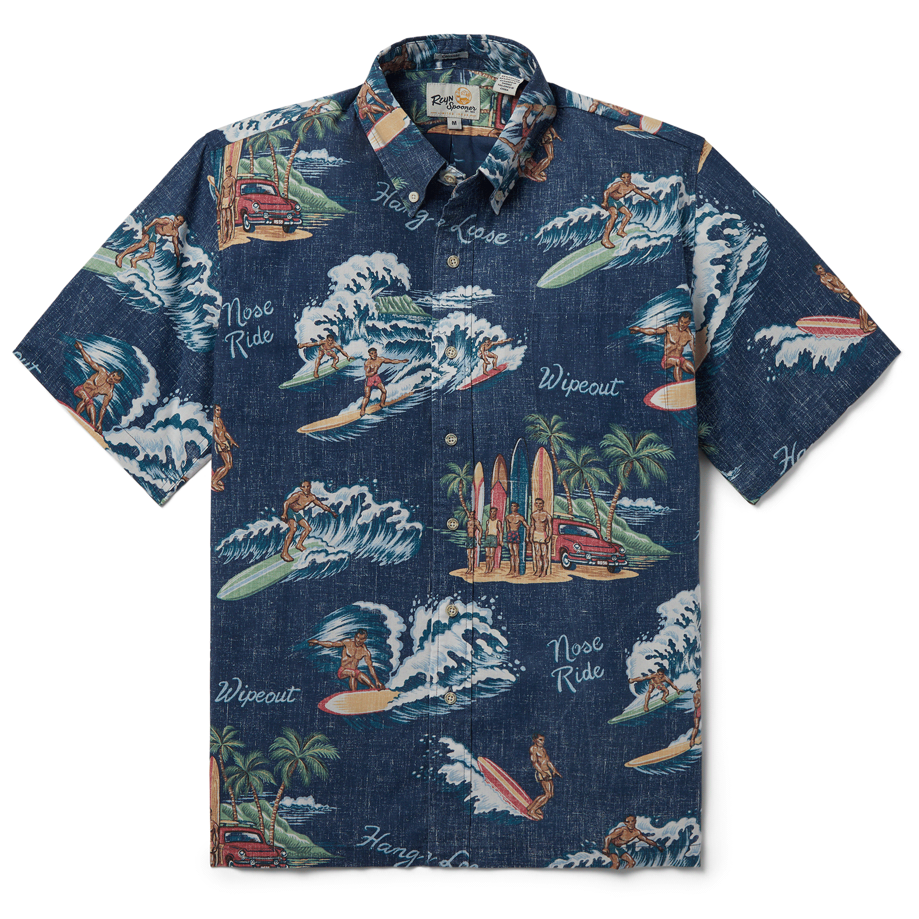 Reyn Spooner Waveriders Camp Shirt Dress Blues M  805766149266