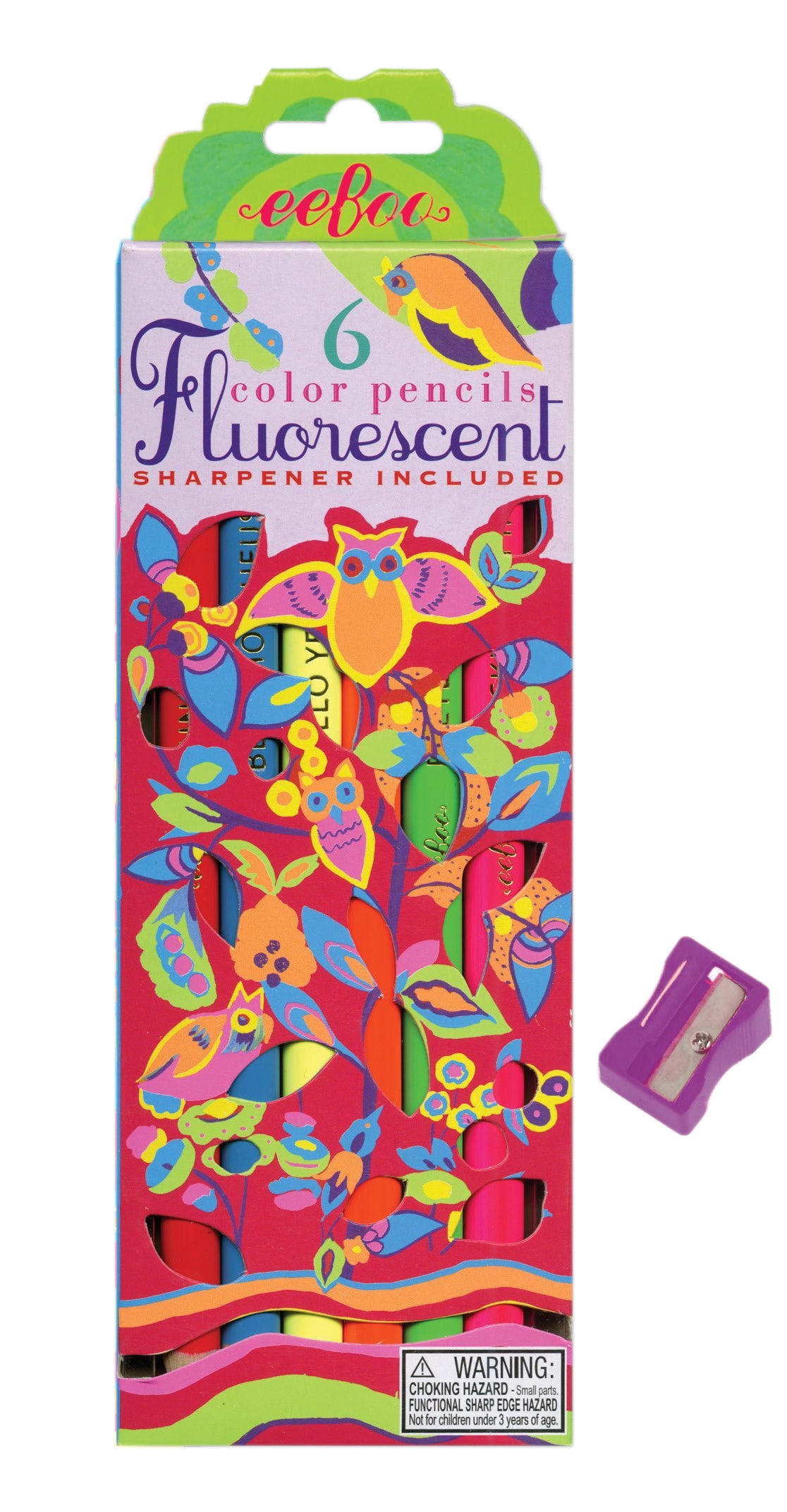 Flourescent Owl 6 Fluorescent Pencils    