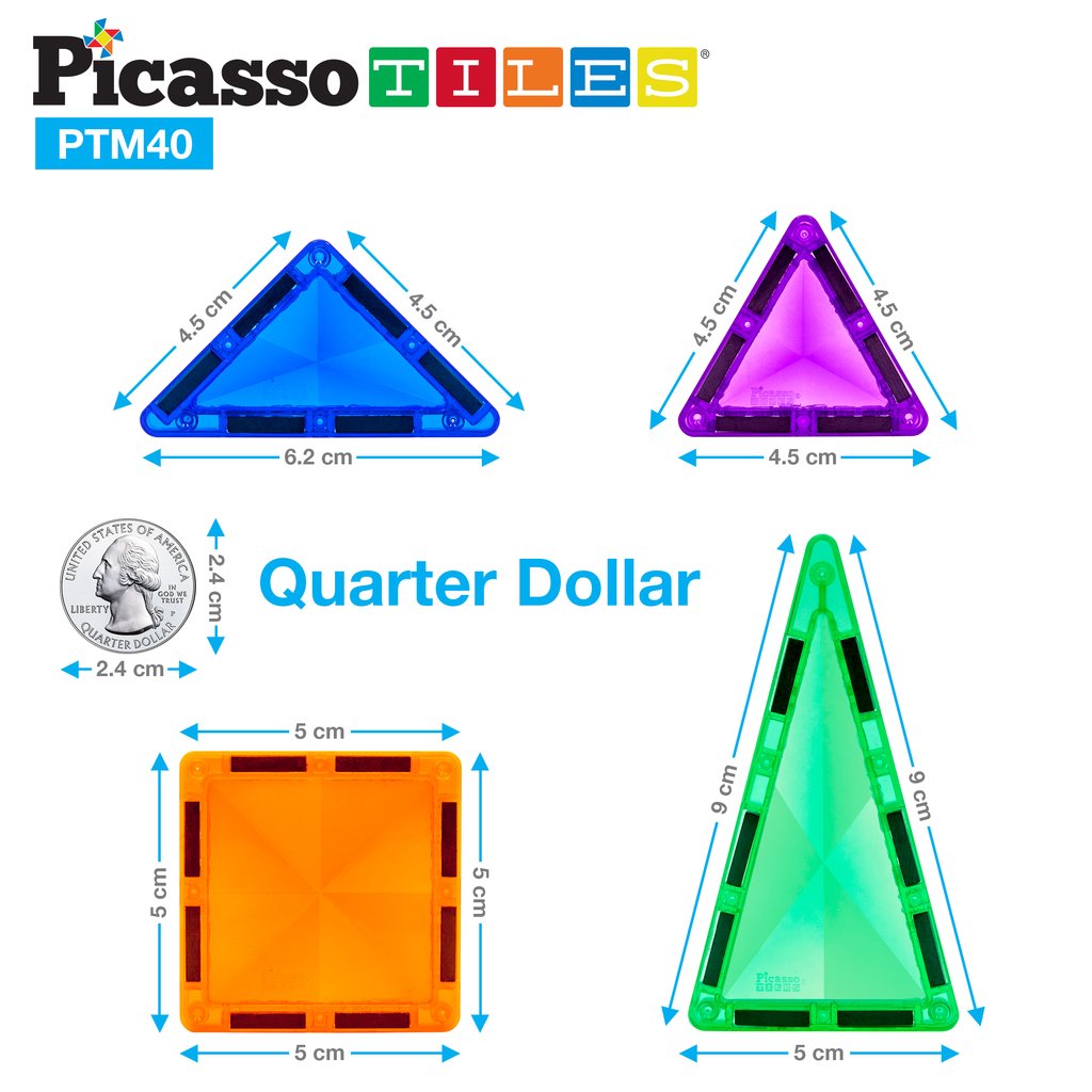 Picasso Tiles - 40 Piece Mini Diamond Series    