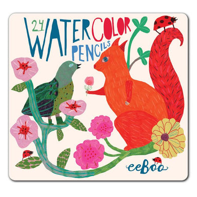 Eeboo 24 Water Color Pencils Squirrel & Bird    
