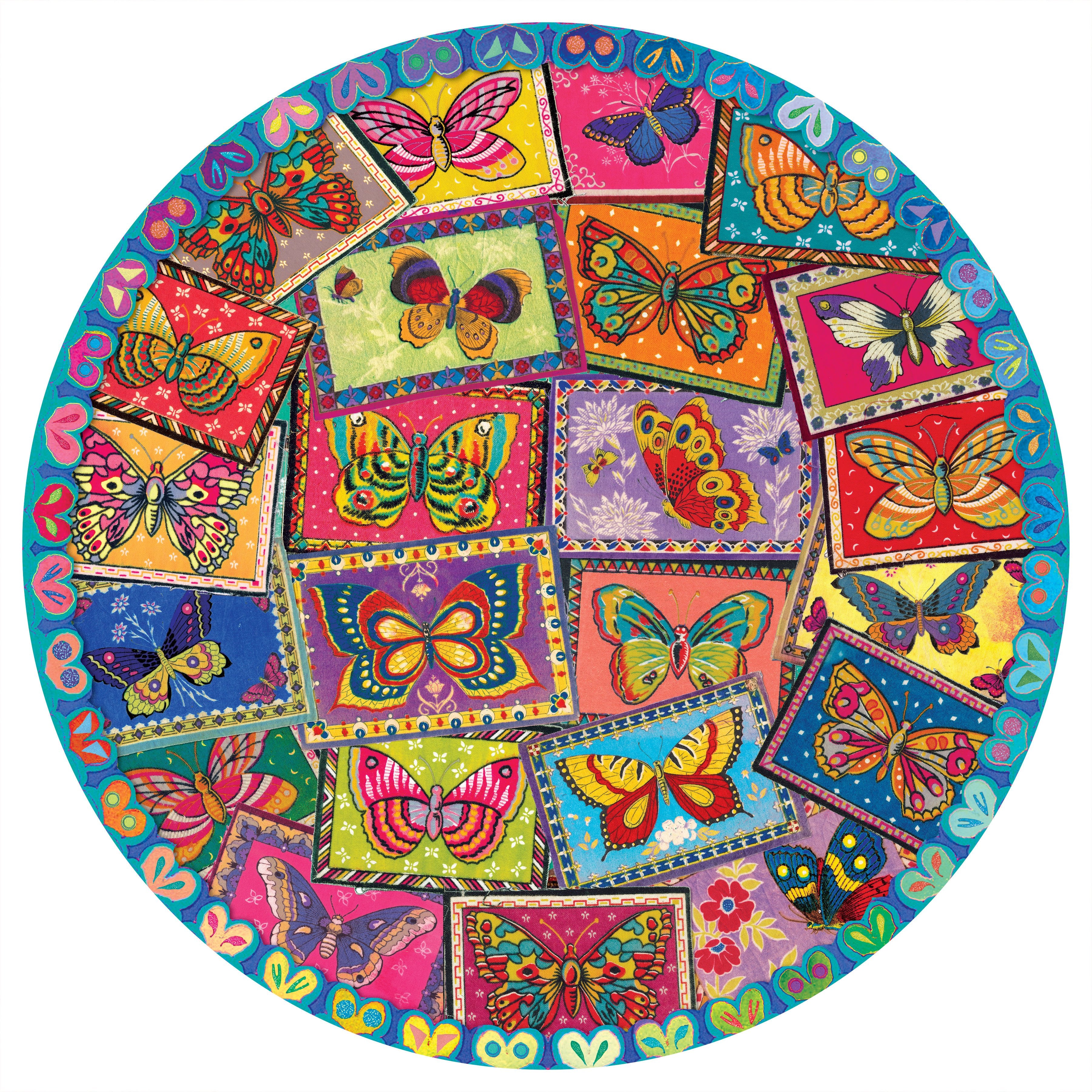 Vintage Butterflies 500 Piece Round Puzzle    