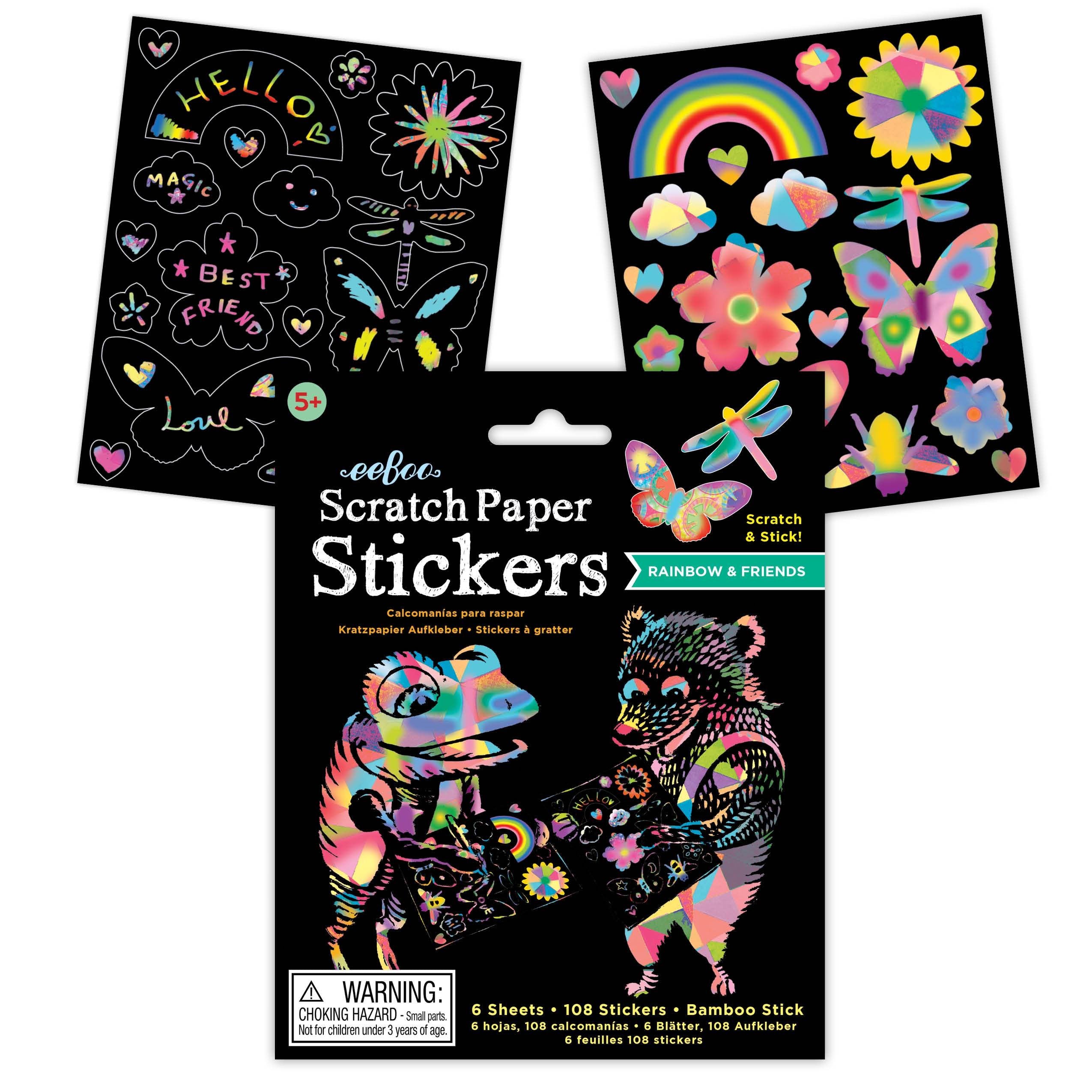 Scratch Paper Stickers - Rainbow & Friends    