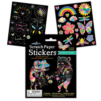 Scratch Paper Stickers - Rainbow & Friends    