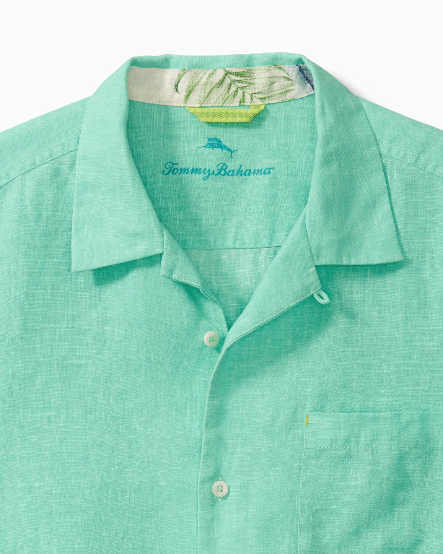 Tommy Bahama Short Sleeve Sea Glass Linen Camp Shirt    