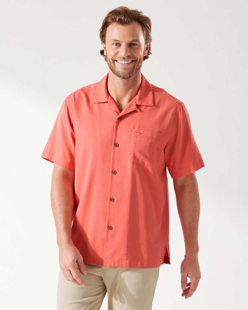 Tommy Bahama Coastal Breeze Check IslandZone® Camp Shirt Lt Havana M 023773355245