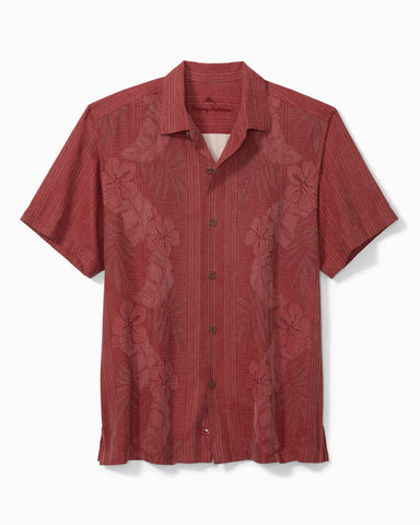 Tommy Bahama Bali Border Camp Shirt Sangria Red M  023773557397
