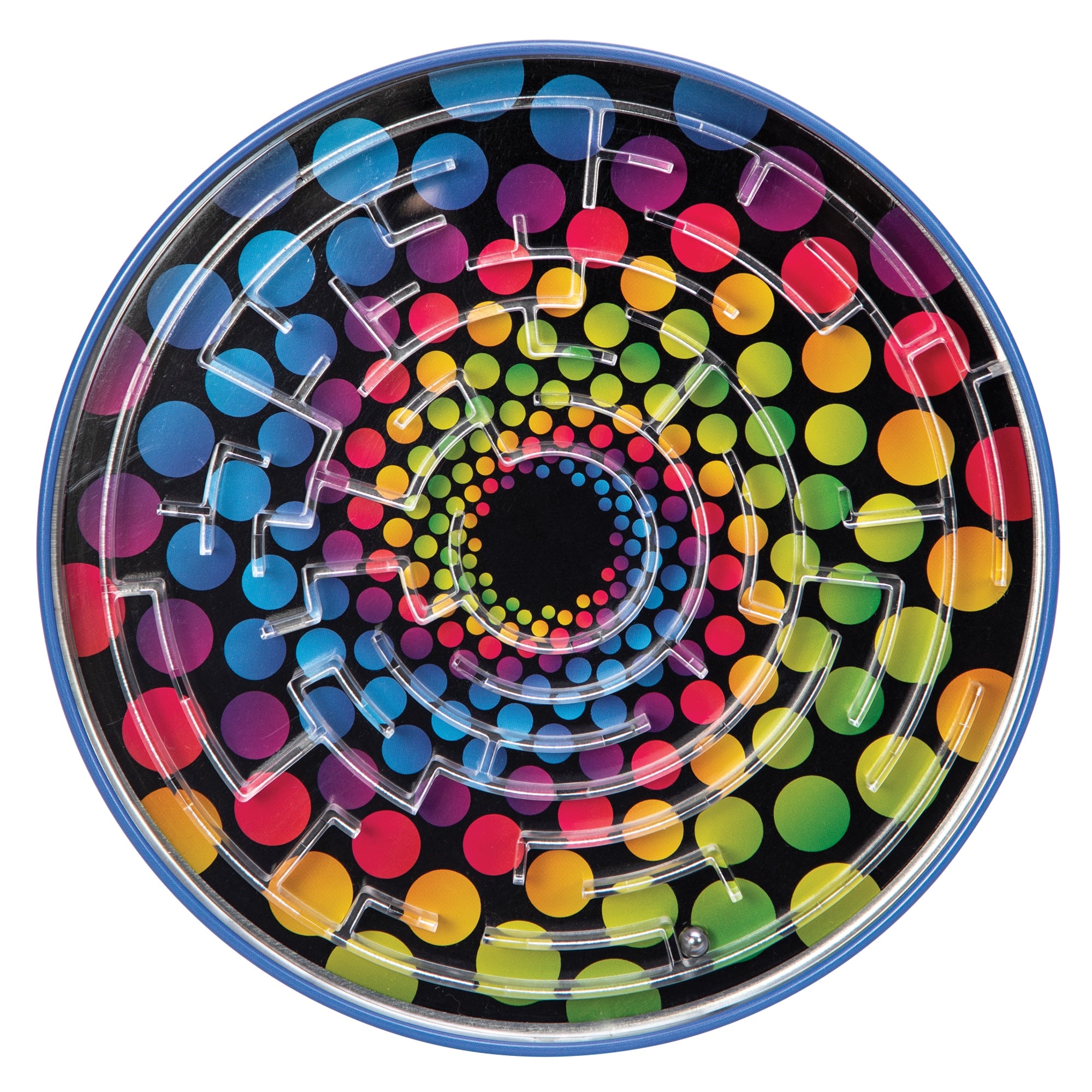 Tin Ball Maze - Black & White, Yellow & Red, or Rainbow Dot (Single)    