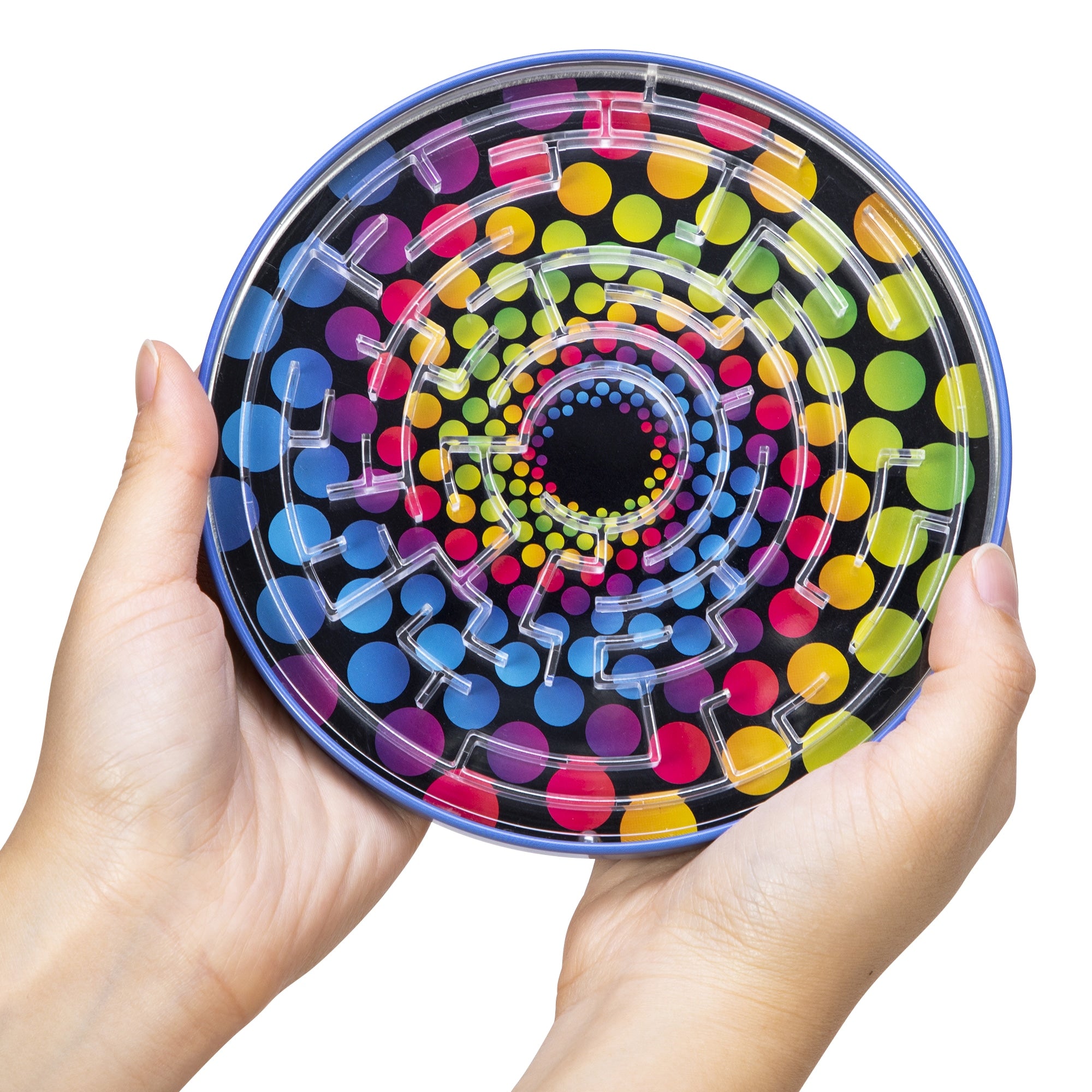 Tin Ball Maze - Black & White, Yellow & Red, or Rainbow Dot (Single)    