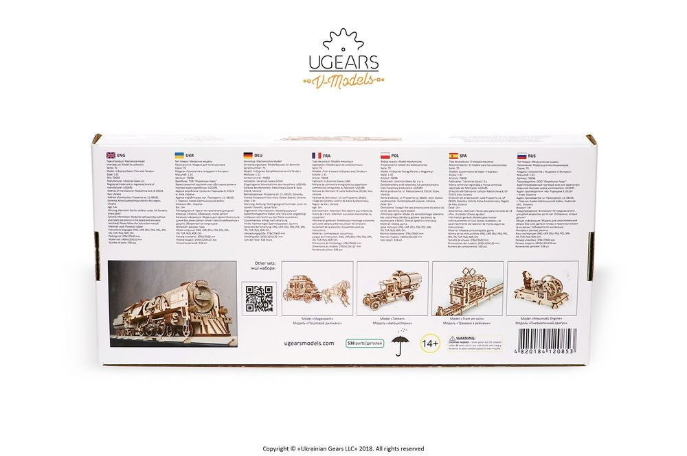 UGears V-Express Steam Train With Tender    