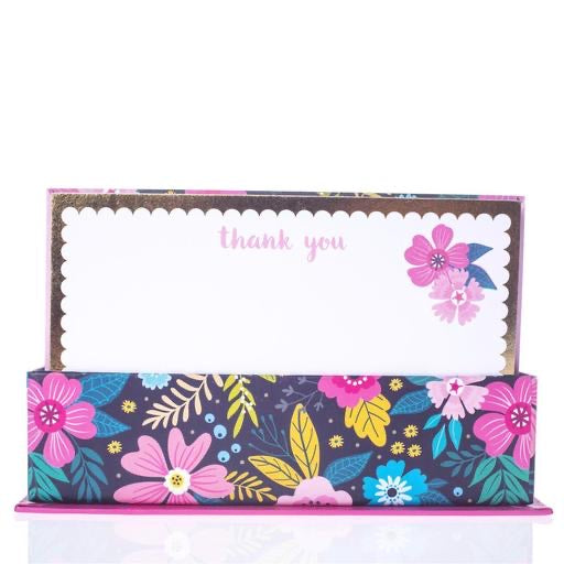 Boxed Flat Note - Navy Floral Thank You    