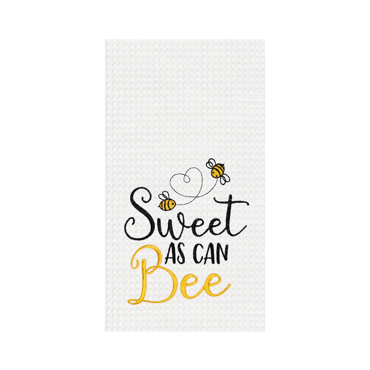 Sweet As Can Bee Embroidered Waffle Weave Kitchen Towel    