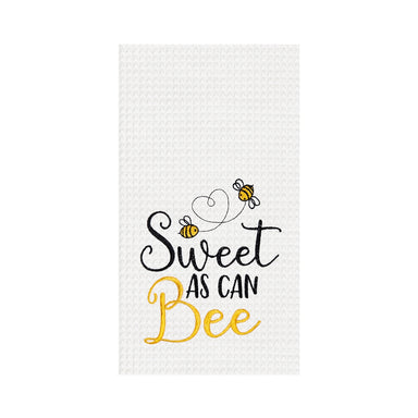 Sweet As Can Bee Embroidered Waffle Weave Kitchen Towel    