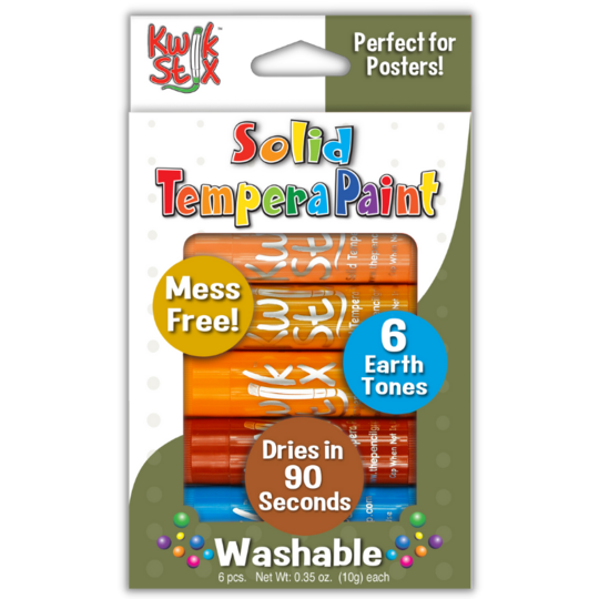 Kwik Stix Solid Tempera Paint - 6 Earth Tones    