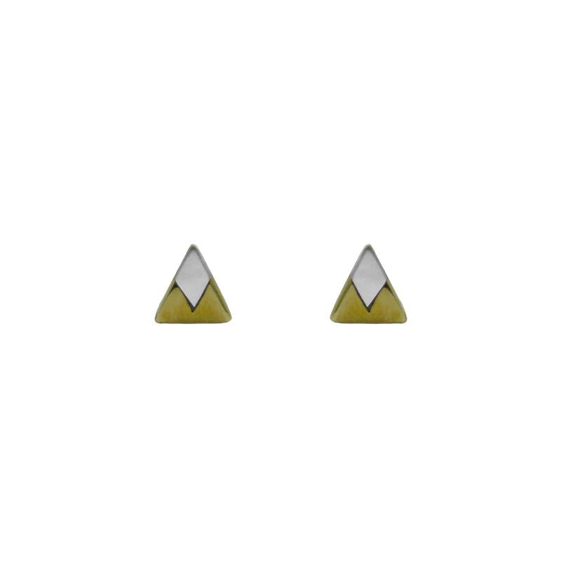 Sita Brass Triangle With Mother of Pearl Post Earrings    