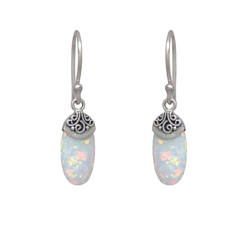 Sita Sterling Silver Dangle With Mosaic Opal Earrings    