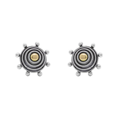 Sita Sterling Silver Ornate Spiral With 22K Gold Earrings    