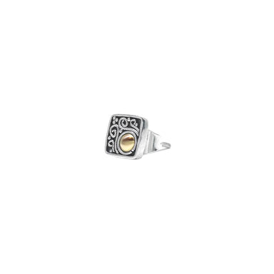 Sita Sterling Silver Square With Offset 22K Gold Dot Post Earrings    